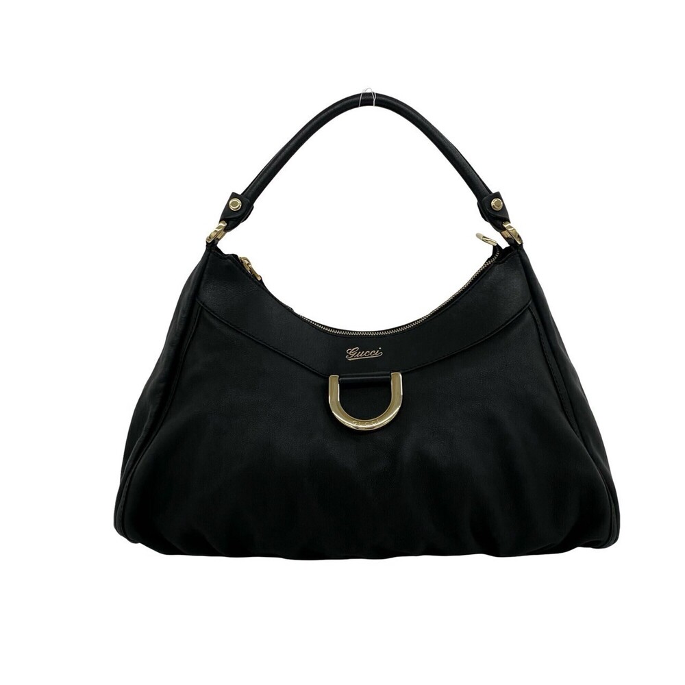 GUCCI Authentic Black Leather Shoulder Bag